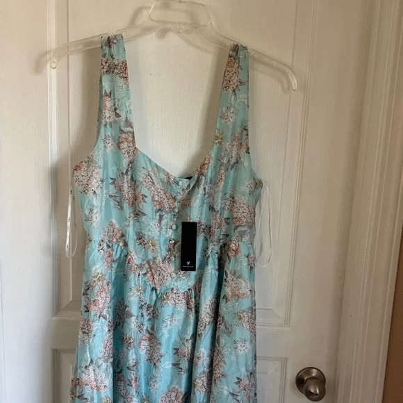 Lulu’s Floral Blue Midi Dress Sz XL - Picture 7 of 10